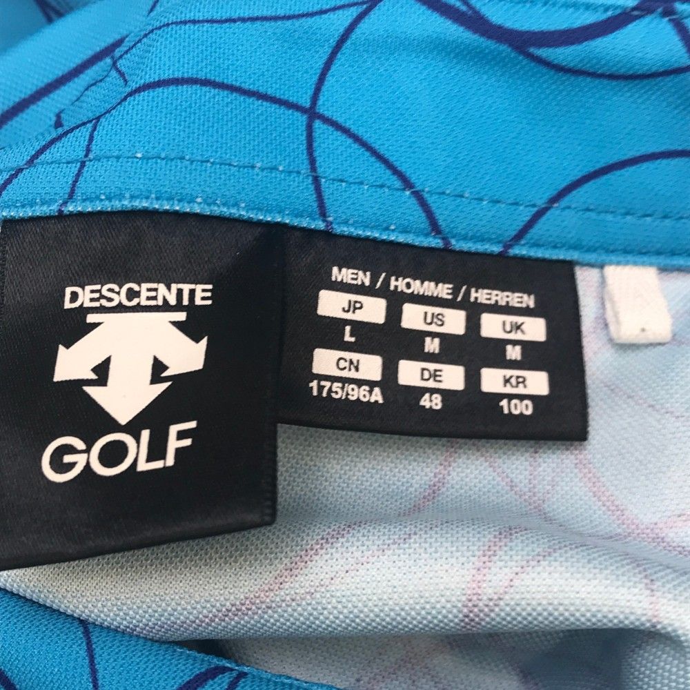 サイズ：L DESCENTE GOLF デサントゴルフ  半袖 ポロシャツ 総柄 ブルー系 [240101218172]# ゴルフウェア メンズ