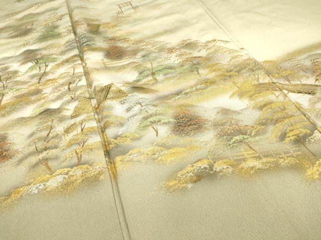 平和屋着物▽訪問着　単衣　作家物　日本三景　宮島　暈し染め　金銀彩　正絹　逸品　DAAT9652az 平和屋着物▽訪問着 単衣 作家物 日本三景 宮島 暈し染め 金銀彩 正絹