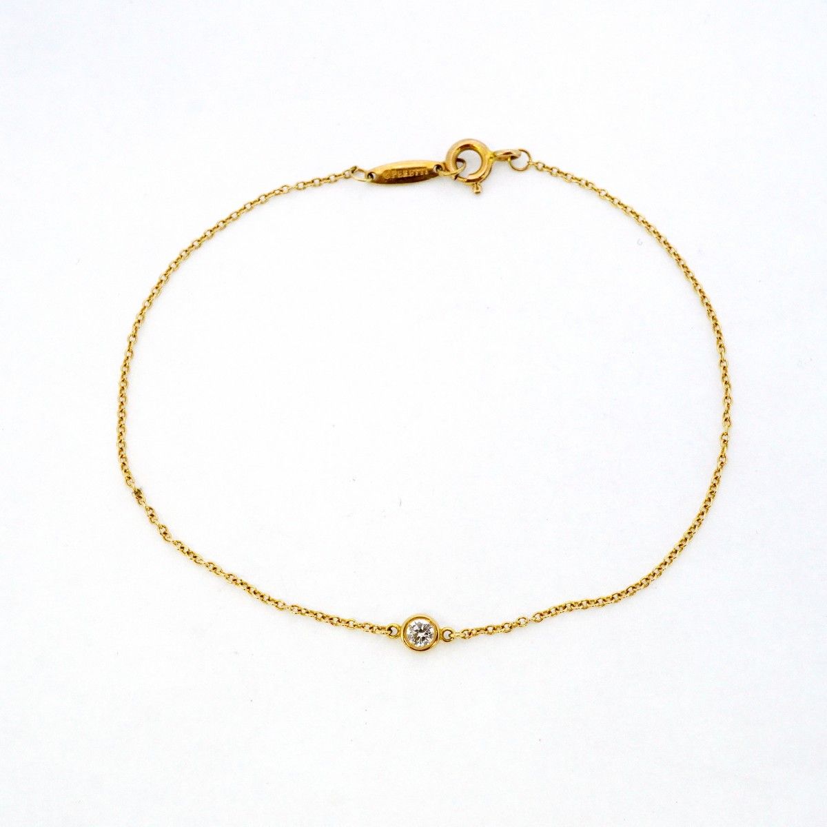 美品　ティファニー　 イエローゴールド　バイザヤード　ブレスレット　ダイヤ1P Diamonds By The Yard ティファニー ブレスレット レディース