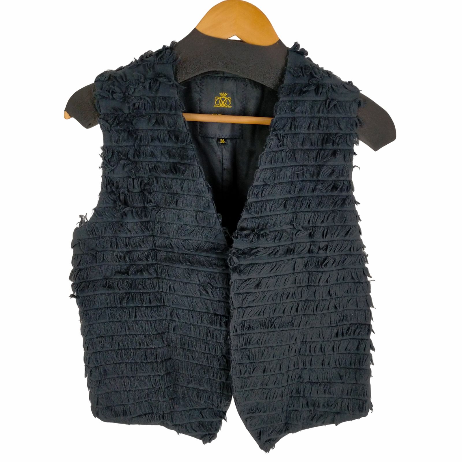 ドゥロワー Drawer フリンジロングニットベスト 中古】ドゥロワー Drawer フリンジニットベスト ジレ ロングフリンジ