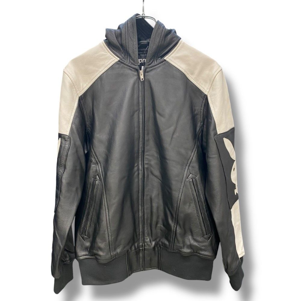 シュプリーム　プレイボーイ playboy　レザーフーデット　ジャケット シュプリーム プレイボーイ playboy レザーフーデット