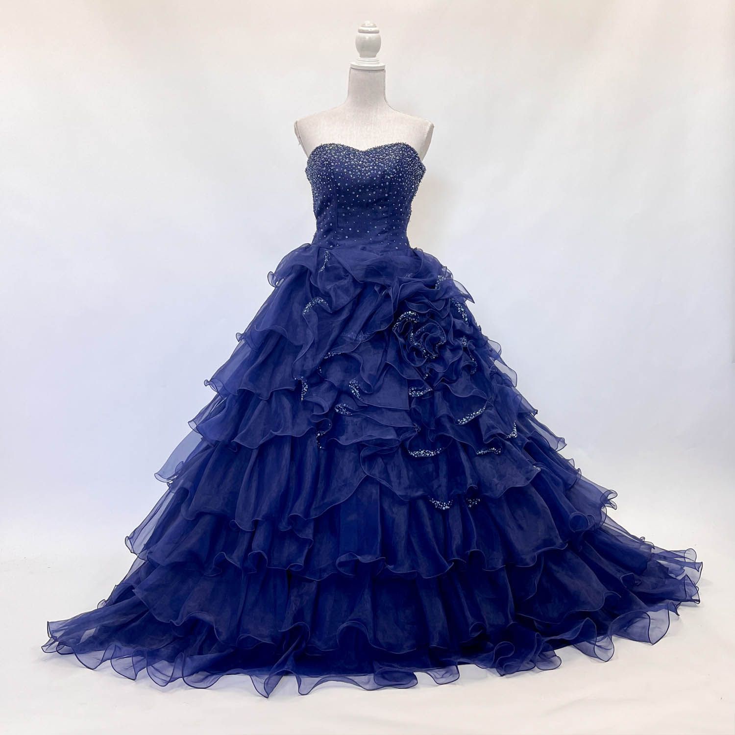 ドレス 紺色 7-11号 プリンセスライン 衣装 結婚式 ステージドレス C-284