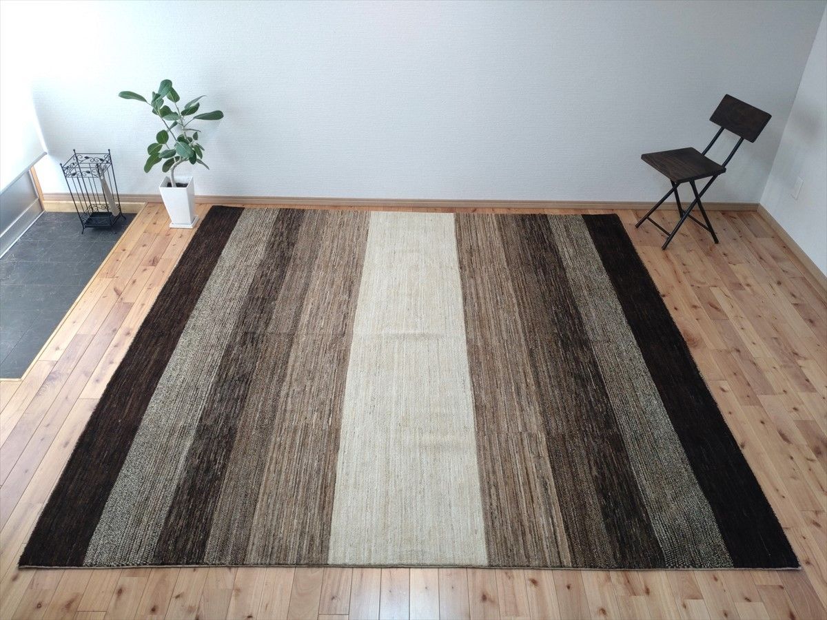 天然無染ラグ　ガゼニラハット　ランナー　200×64 ブラウン　グラデーション 天然無染ラグ ガゼニラハット ランナー 200×64 ブラウン