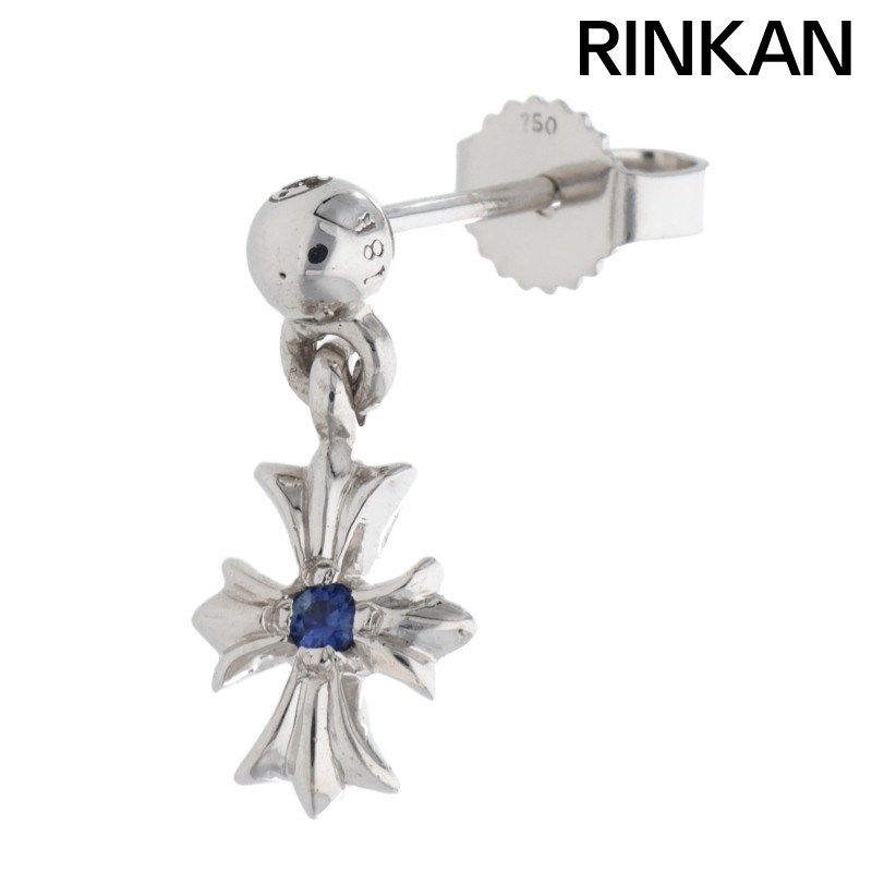 クロムハーツ 18K TNY E CH PLS SAF|タイニーECHプラスドロップ ホワイトゴールドワンサファイアピアス メンズ