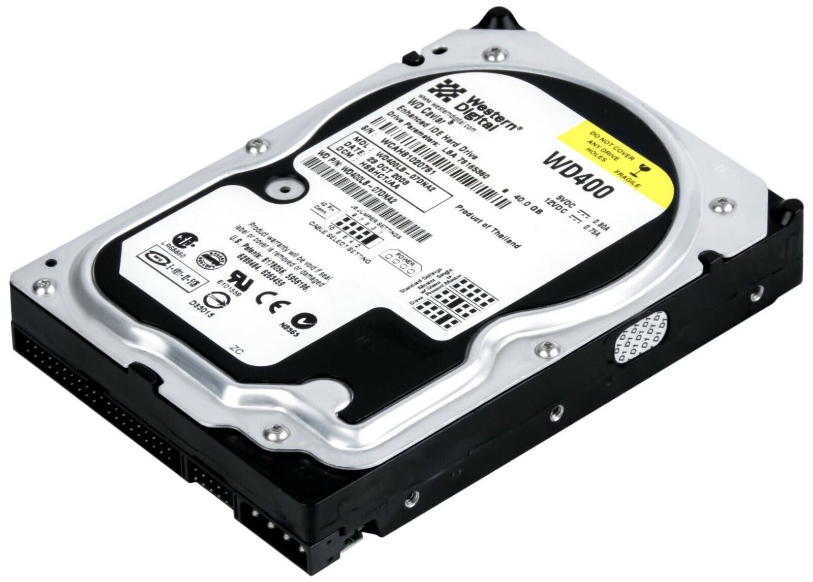ハードドライブ Western Digital 車 40GB 7200RPM 2MB ATA IDE WD400LB