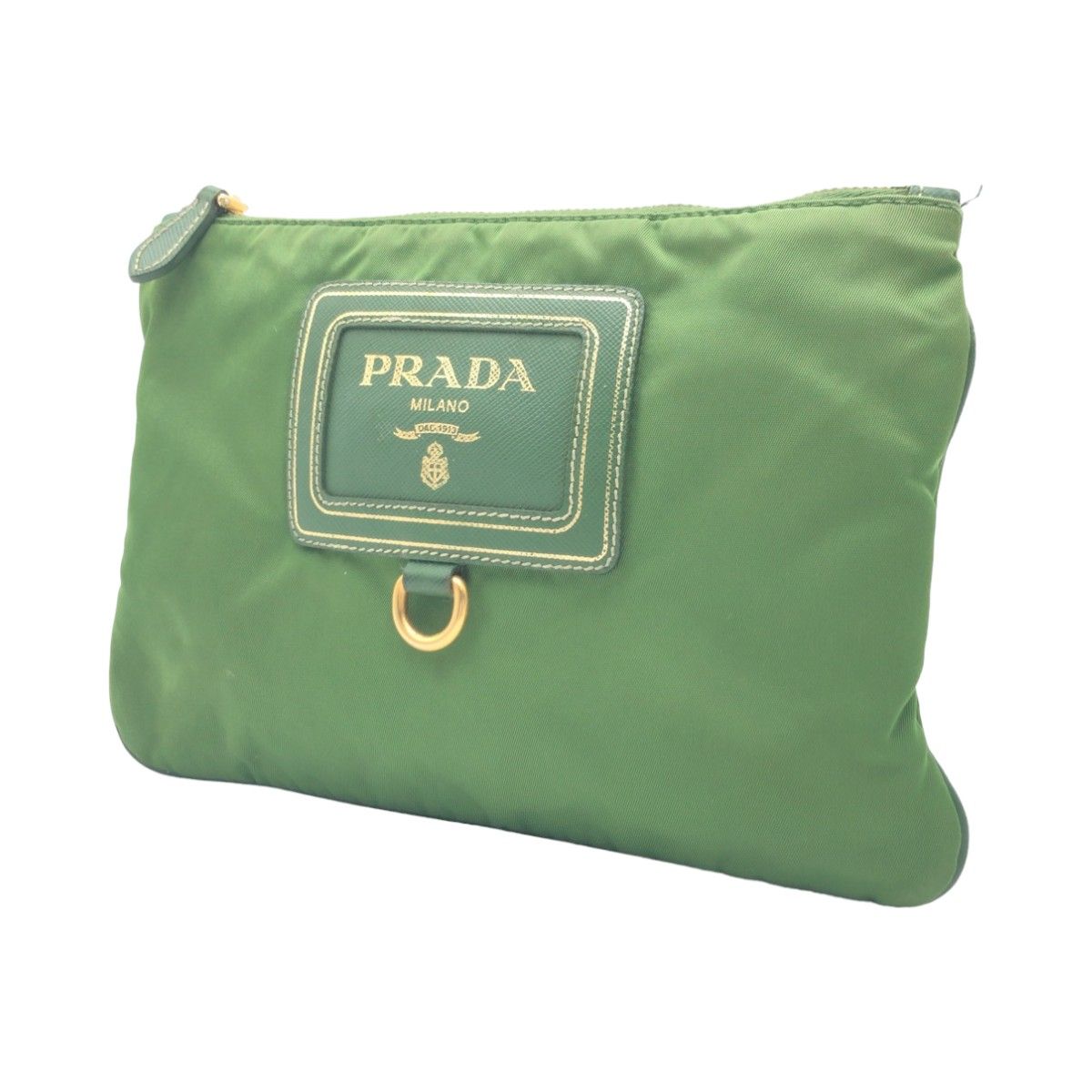 PRADA プラダ テスート グリーン 緑 ゴールド金具 ナイロン ポーチ