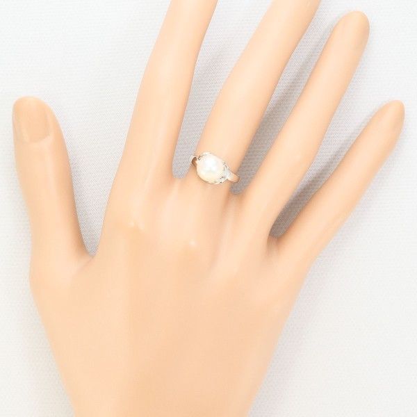 PT900 リング ring 指輪 8.5号 パール(真珠) 約8mm ダイヤ PT900 リング ring 指輪 8.5号 パール(真珠) 約8mm ダイヤ