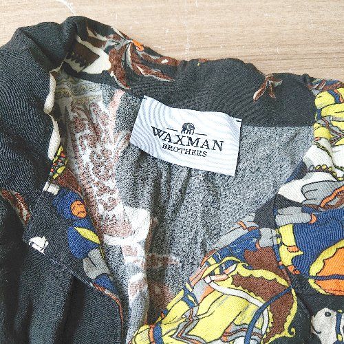 WAXMAN BROTHERS 総柄 長袖 シャツ サイズM ブラック イエロー 