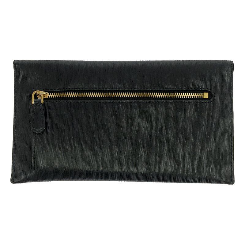 【美品】  PRADA / プラダ | VITELLO MOVE / 1MF175 エンベロップ レザー ウォレット 財布 | NERO | レディース セール】プラダ*エンベロープ型Wallet長財布*1MF175 (PRADA/長財布