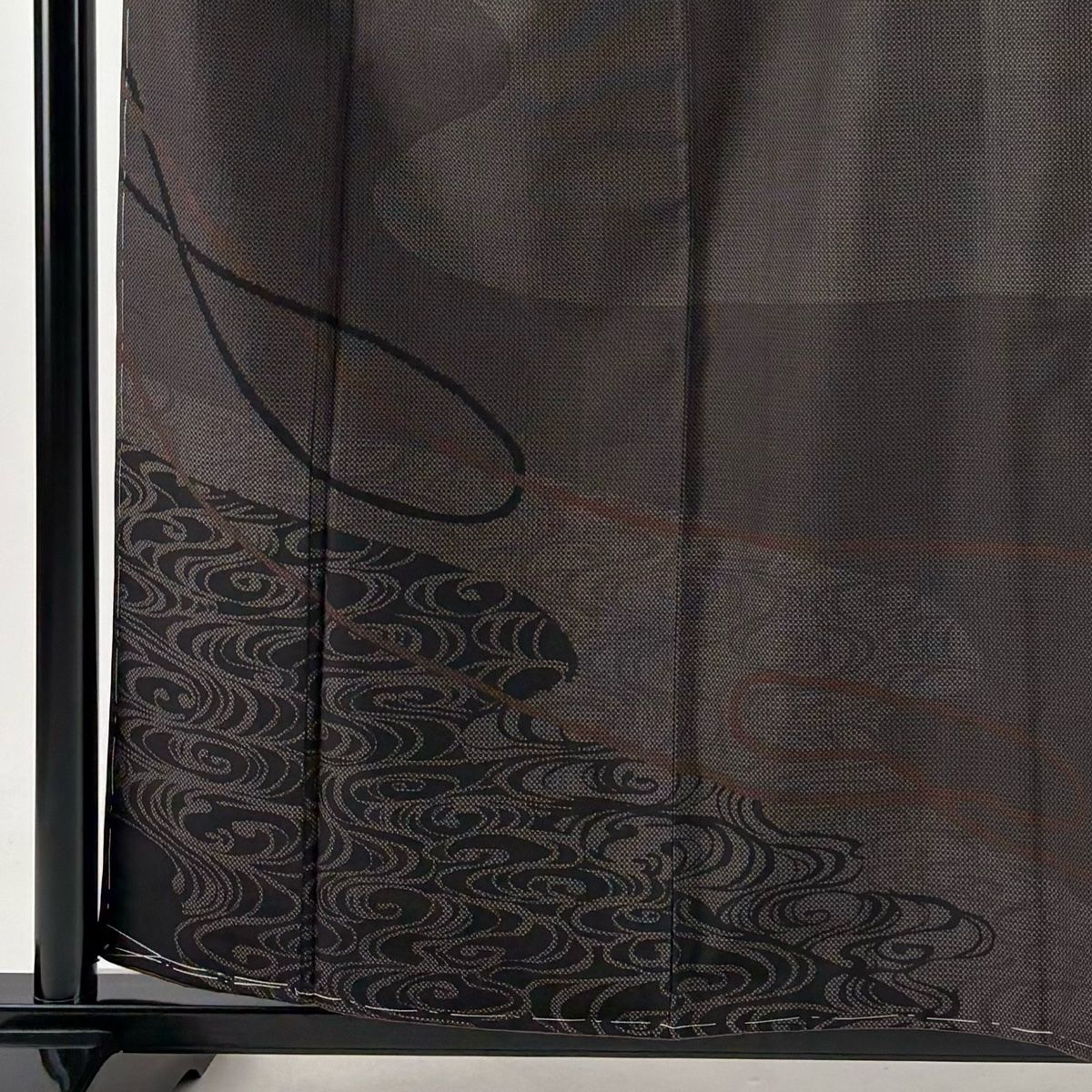 付下げ 身丈159cm 裄丈64cm M 袷 袋帯セット 紬地 流水 組紐 茶紫 正絹 秀品