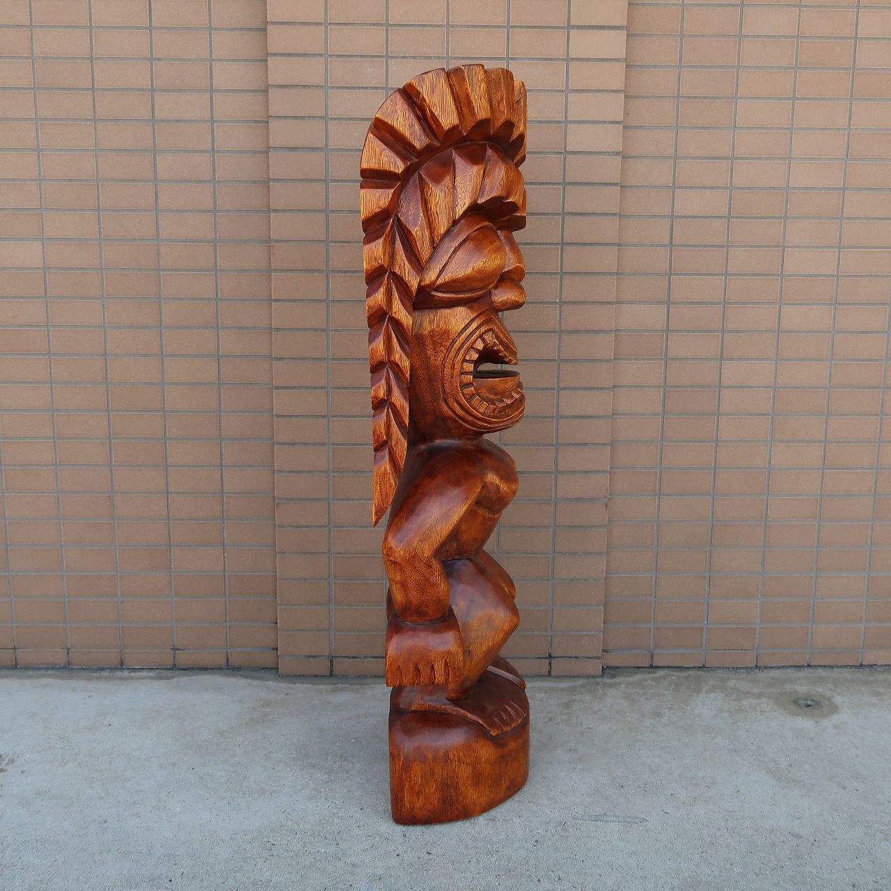 ティキの木彫り TIKI KU 100cm 木製スワール無垢材 1m