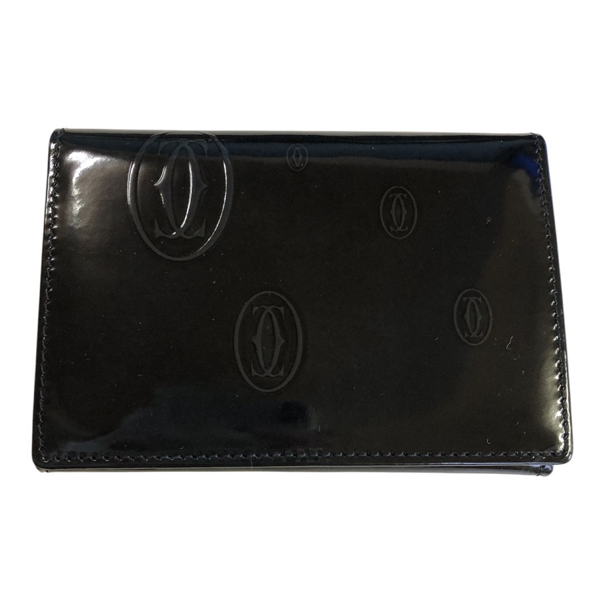 カルティエ CARTIER カードケース 名刺入れ ハッピーバースデー パテントレザー ブラック 程度良好 T10456255