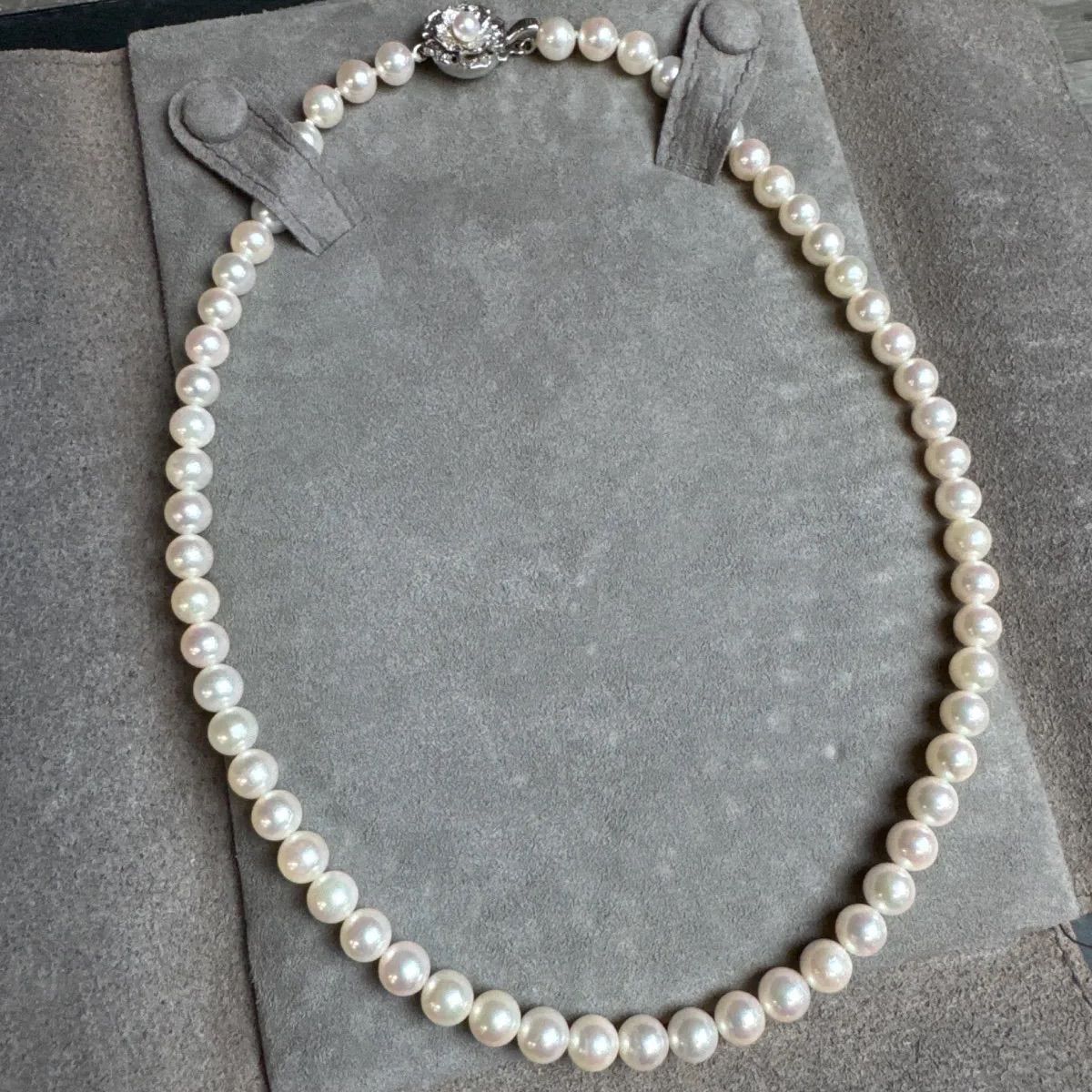 真珠 パール ネックレス 留め具シルバー 44cm