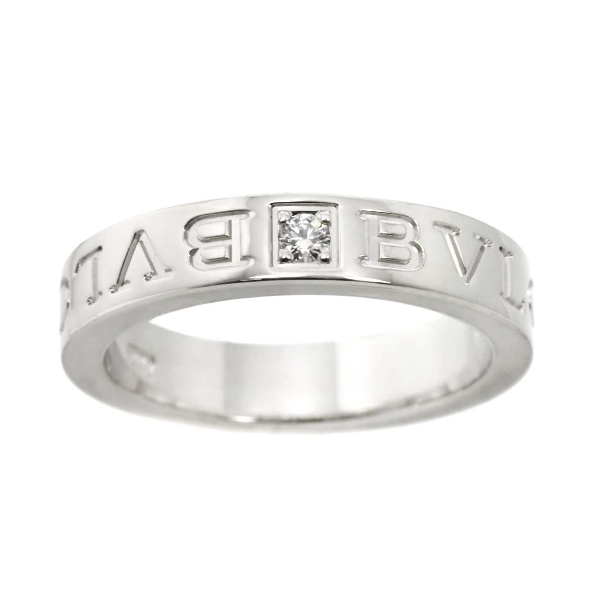 ブルガリ BVLGARI ダブル ロゴ 10.5号 リング ダイヤ 1P K18 WG