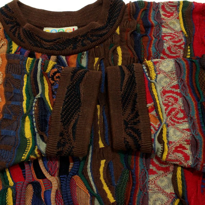 COOGI 多色編み模様セーター L COOGI◇90s/3Dニット/ニット・セーター(厚手)/L/ウール/マルチ