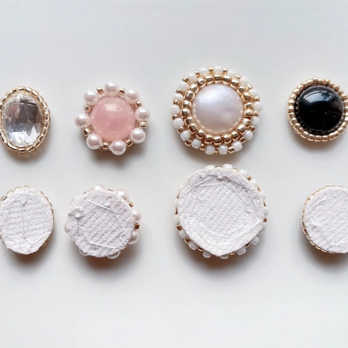 2ヶ】カボション ビーズ刺繍 オリジナルパーツ アンティーク