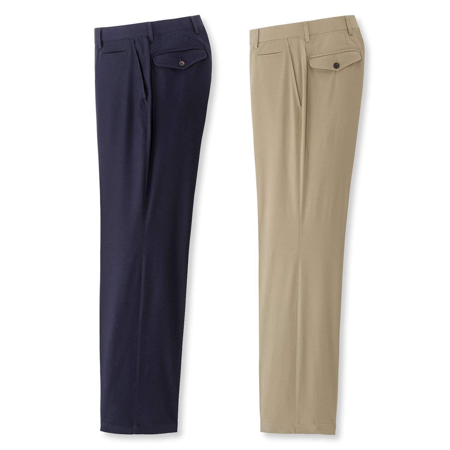 Size W88 | L65_Color ネイビー ベージュ PAUL MILLER ポールミラー スラックス しなやかテンセル 裾上げ済 2色組 メンズ L | L65