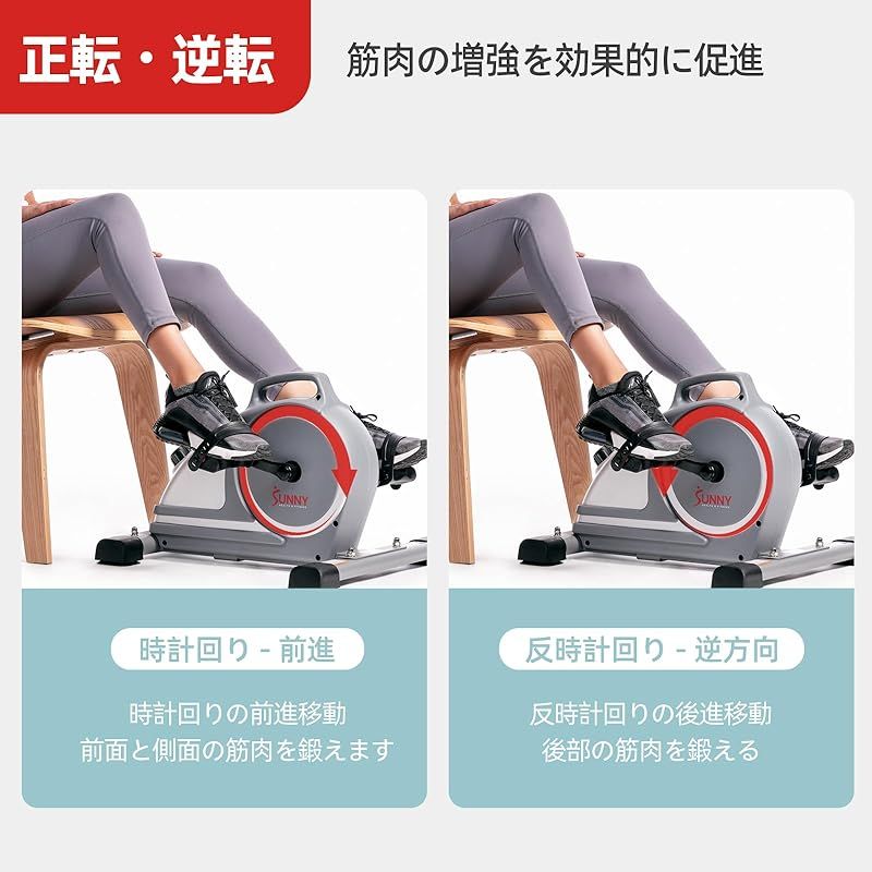 サニーヘルス&フィットネス(Sunny Health & Fitness) マグネット式アンダーデスクミニエクササイズサイクルバイク グレー  デジタルモニターと取り扱い用ハンドル付きのデュアル機能ペダルエクササイザー SF-B020026 - メルカリ