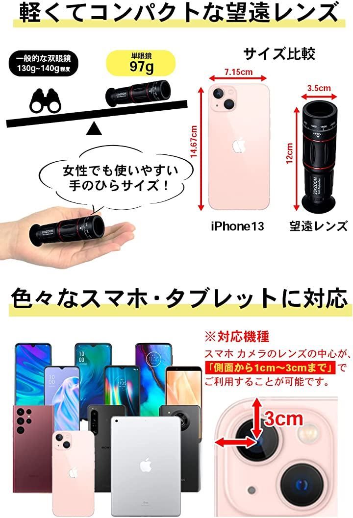 【数量限定】spade スマホ用 カメラレンズ セット 28倍 望遠レンズ 19