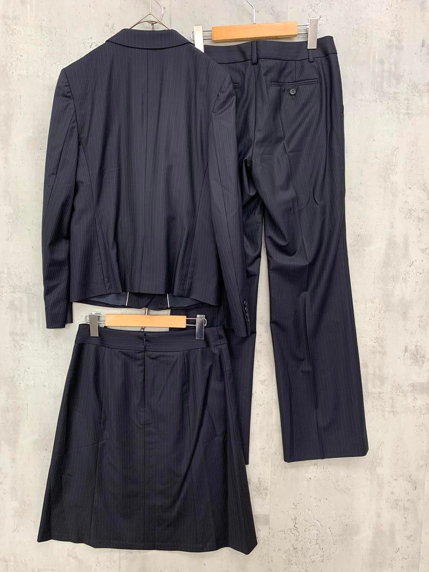 23区 BAHARIYE ニジュウサンク 薄手 オンワード樫山 スカート セットアップ ジャケット パンツ スーツ size40 濃紺 ◎レディース