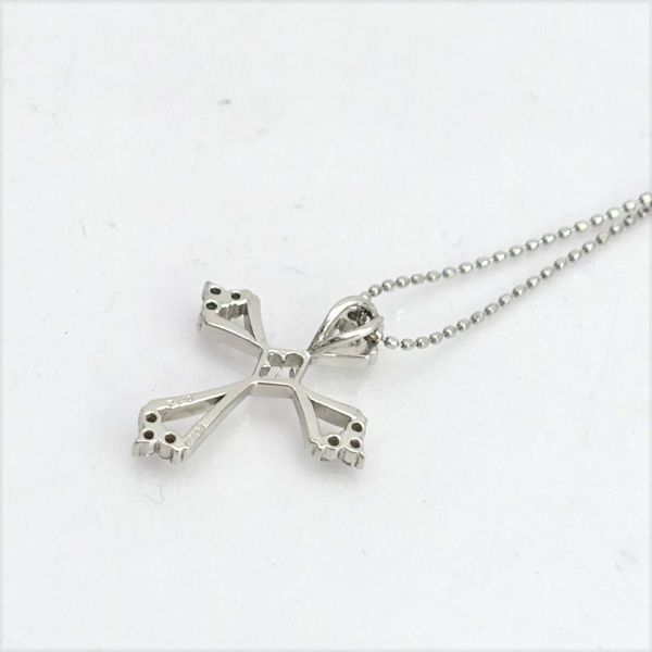 ◇Pt900/850 クロス ネックレス ダイヤ 0.12ct 【ネックレス