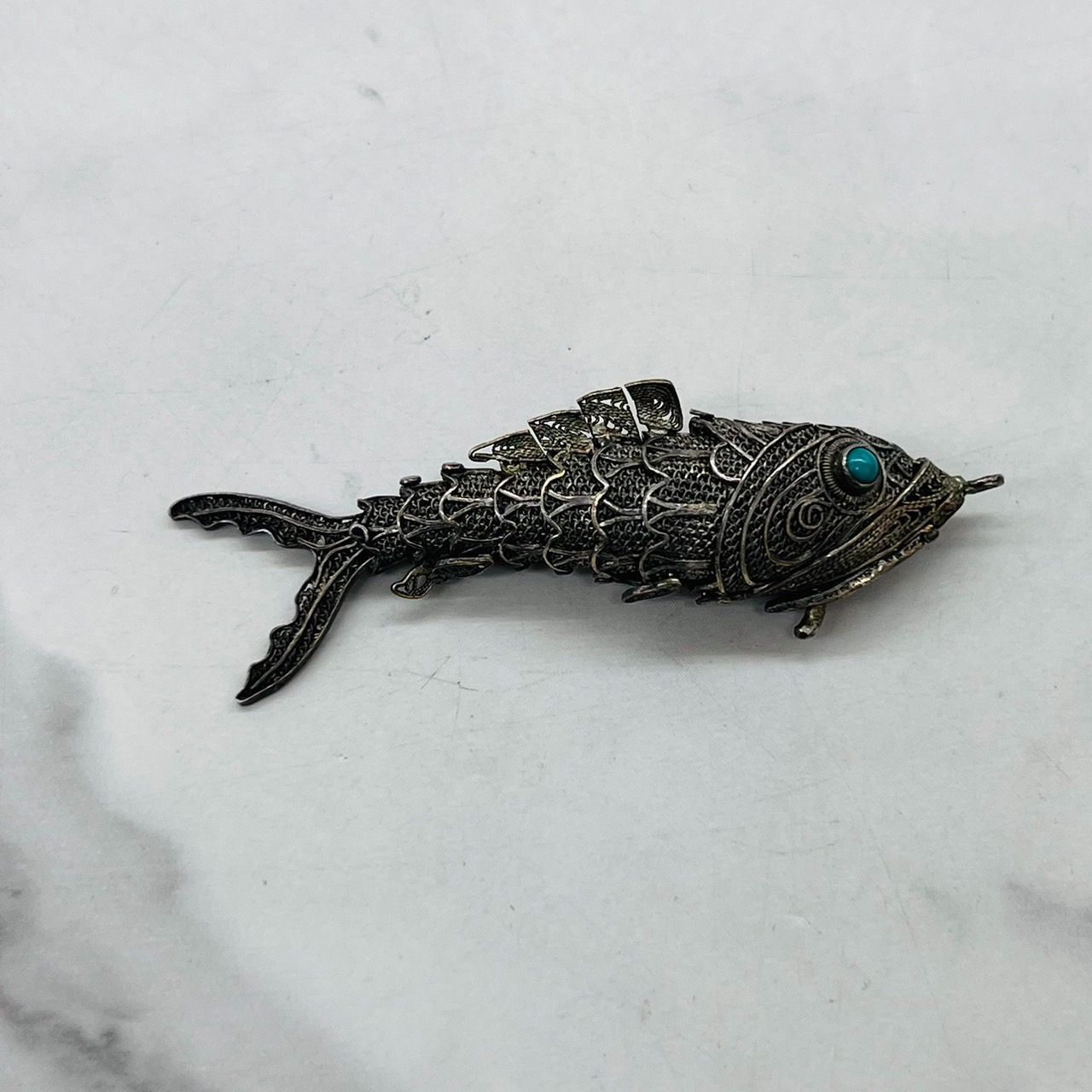 アンティーク】フィリグリー フィッシュ 魚 ペンダント トップ ヘッド 