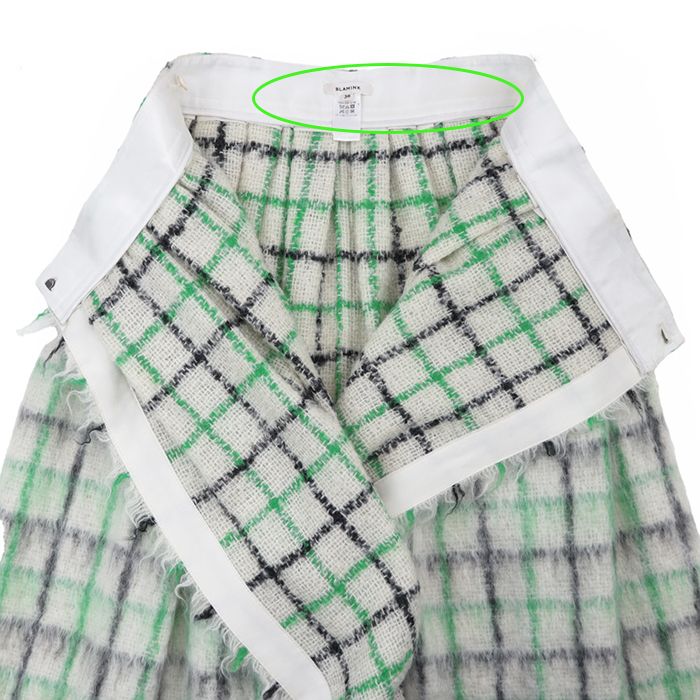 美品 BLAMINK ブラミンク チェックウール ロングスカート36/グレー