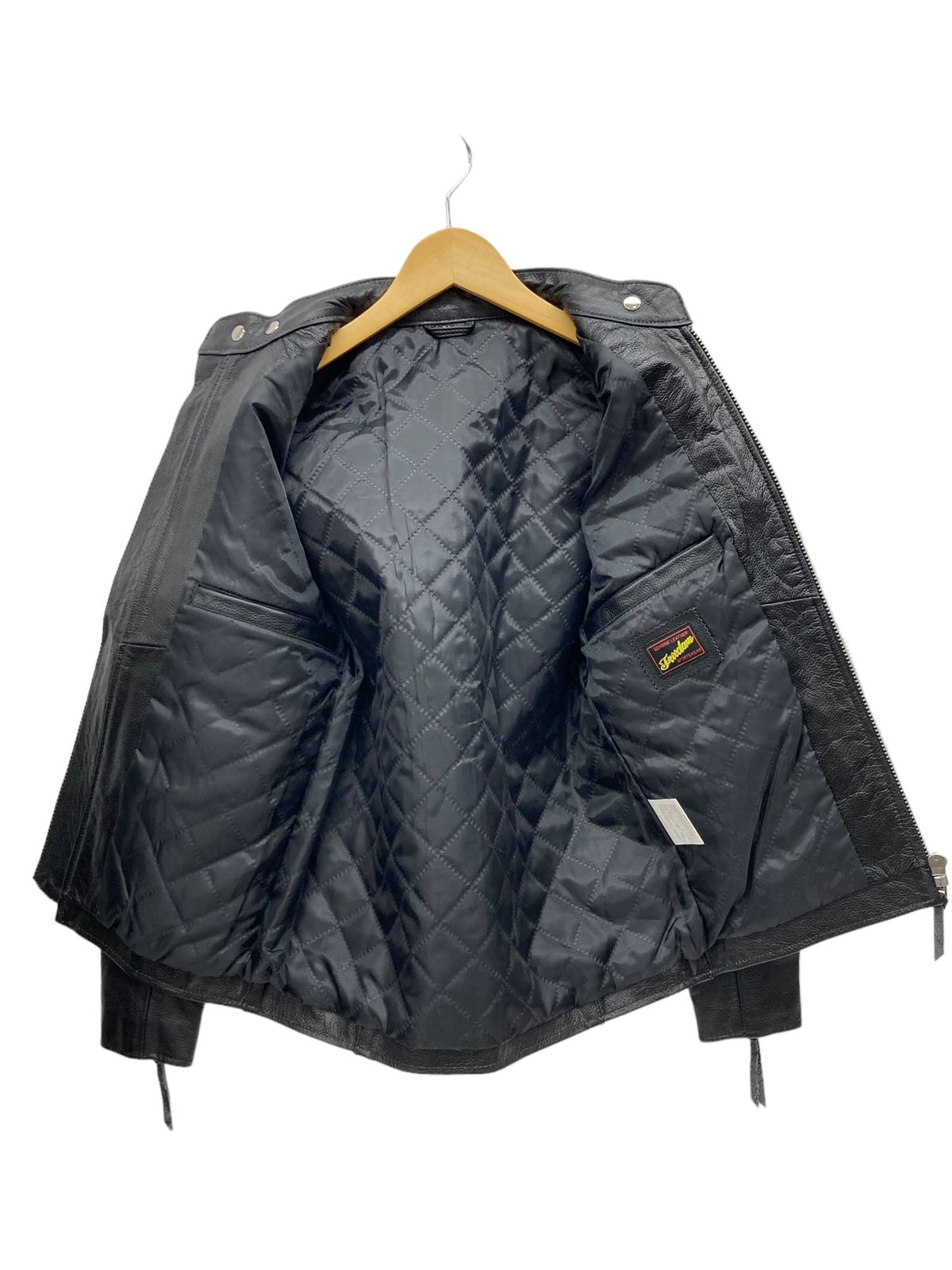 freedom フリーダムブラックレザー シングルライダースジャケット水牛革　L フリーダムレザー 革ジャン レザージャケット メンズ 本革 シングル