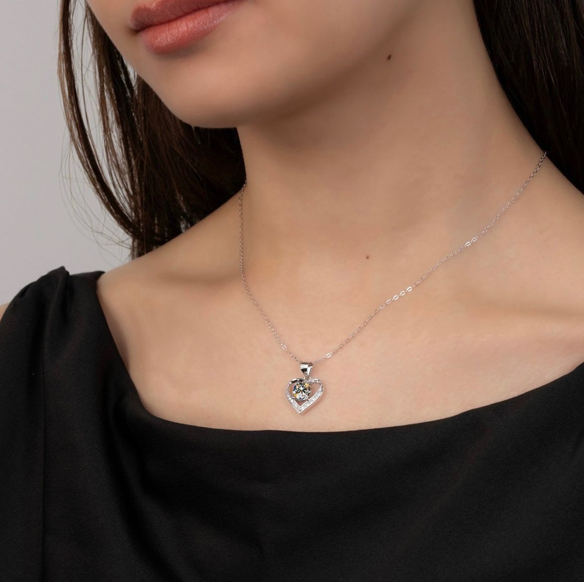 究極◇最高品質 モアサナイト ハート ネックレス シルバー925◇鑑別書  