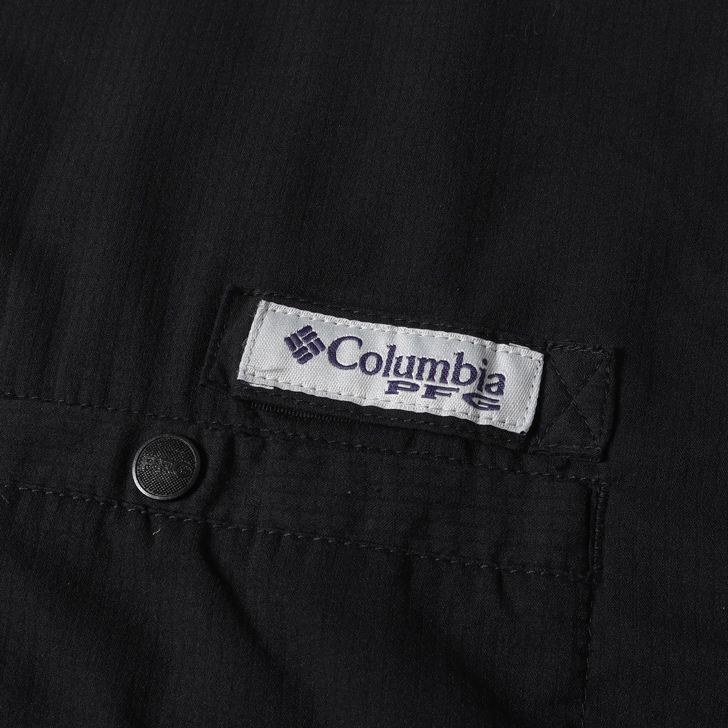 Columbia コロンビア シャツ PFG 半袖 タミアミ フィッシングシャツ FM7266 ブラック 黒 トップス カットソー カジュアルシャツ ワンポイント シンプル アウトドア ブランド【メンズ】