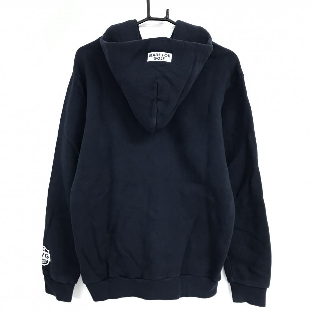 パーリーゲイツ ジップパーカー ネイビー×白 裏起毛 ジップロゴ メンズ 5 L ゴルフウェア PEARLY GATES