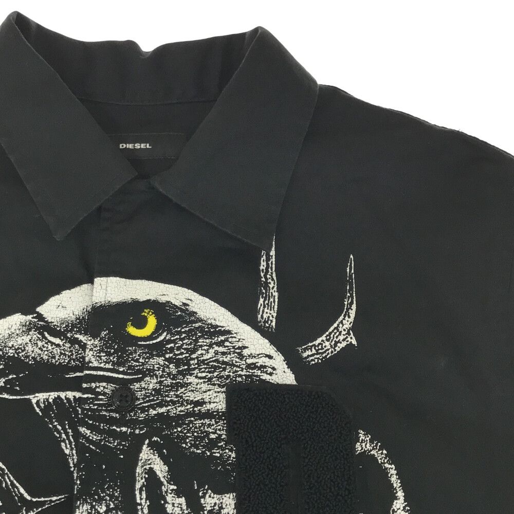 美品　DIESEL WOLF CAMICIA アニマルビックロゴ　半袖シャツ DIESEL (ディーゼル) WOLF CAMICIA アニマルプリント パッチ