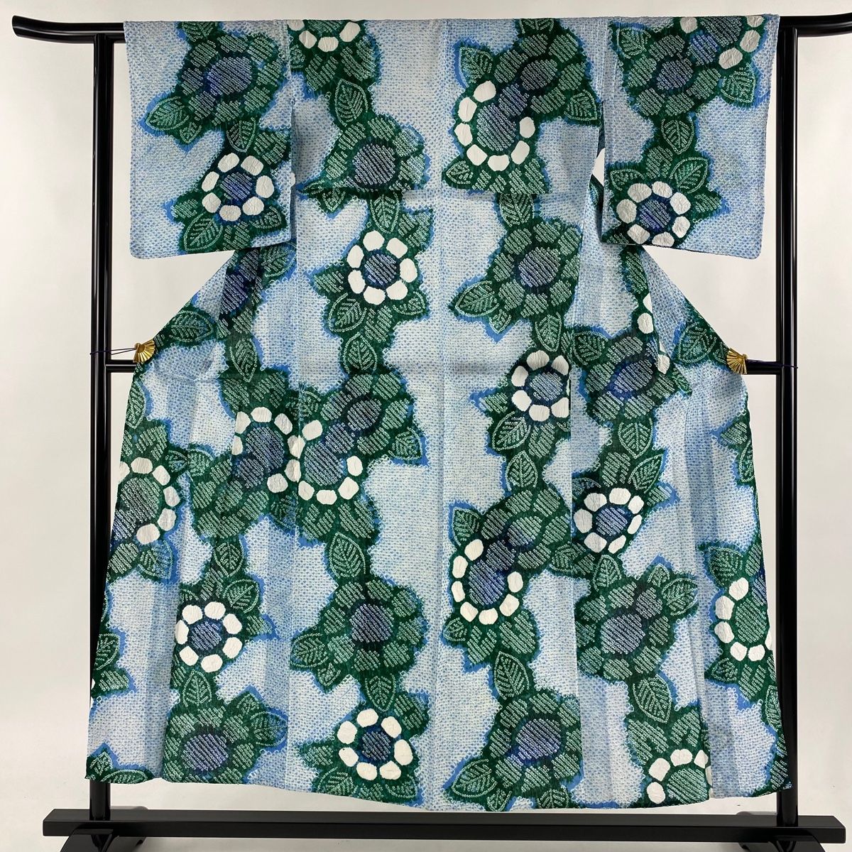 浴衣 身丈153cm 裄丈62cm S 絞り浴衣 水色 綿 名品