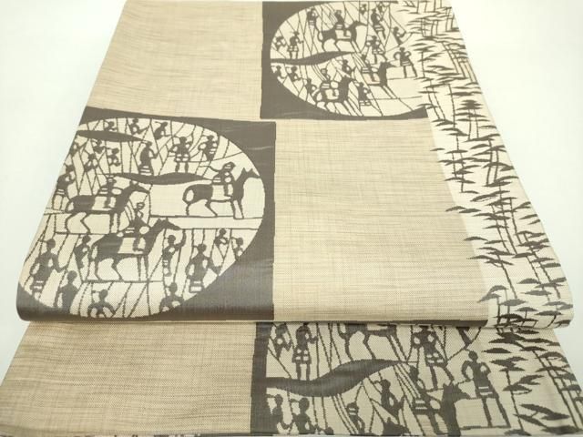 平和屋着物●名門木屋太 今河織物 六通柄袋帯 人物獣文 正絹 DAAX4560ps