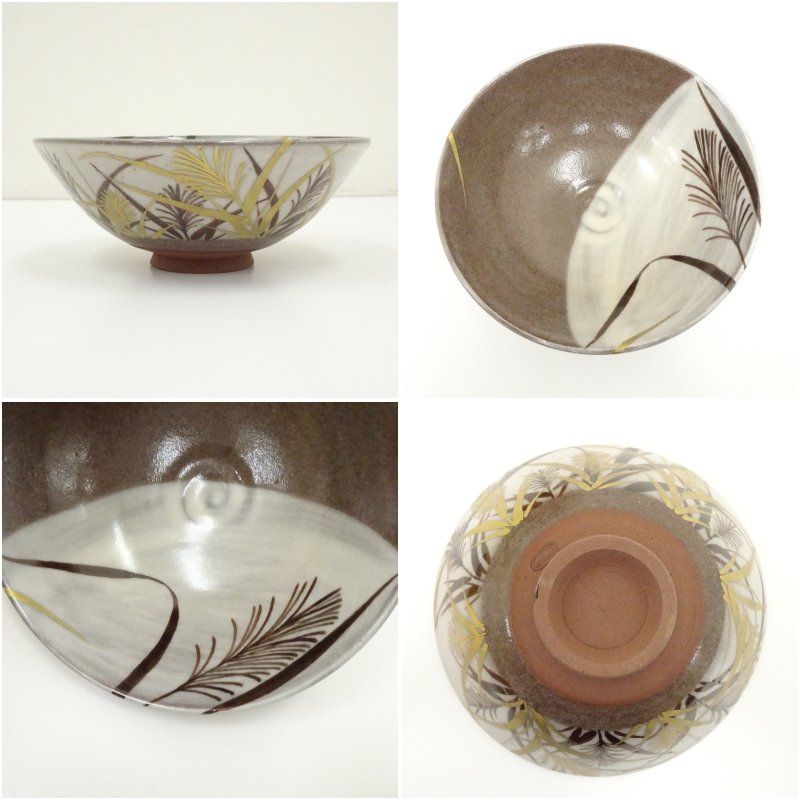 N445 茶碗 『京焼』『勧修寺窯造』『乾山写紅梅絵』 抹茶碗 共箱 茶道具 京焼 清閑寺窯 杉田祥平造 色絵乾山尾花画平茶碗(共箱) 茶道