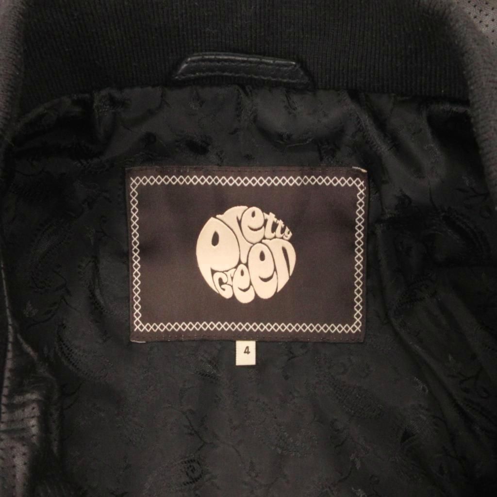 美品　Pretty Green プリティーグリーン　ブルゾン　刺繍　ジャケット プリティーグリーン Pretty Green レザージャケット 革ジャン