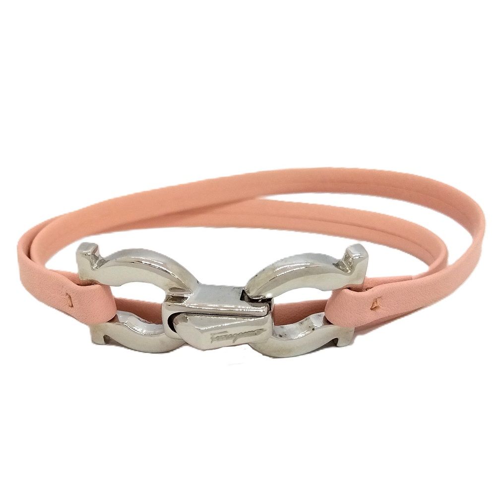 フェラガモ Ferragamo ガンチーニ ブレスレット レザーg ピンク