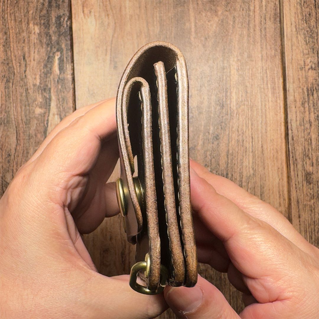 ブラック茶芯｜ ショートトラッカーウォレット｜カードケース付き