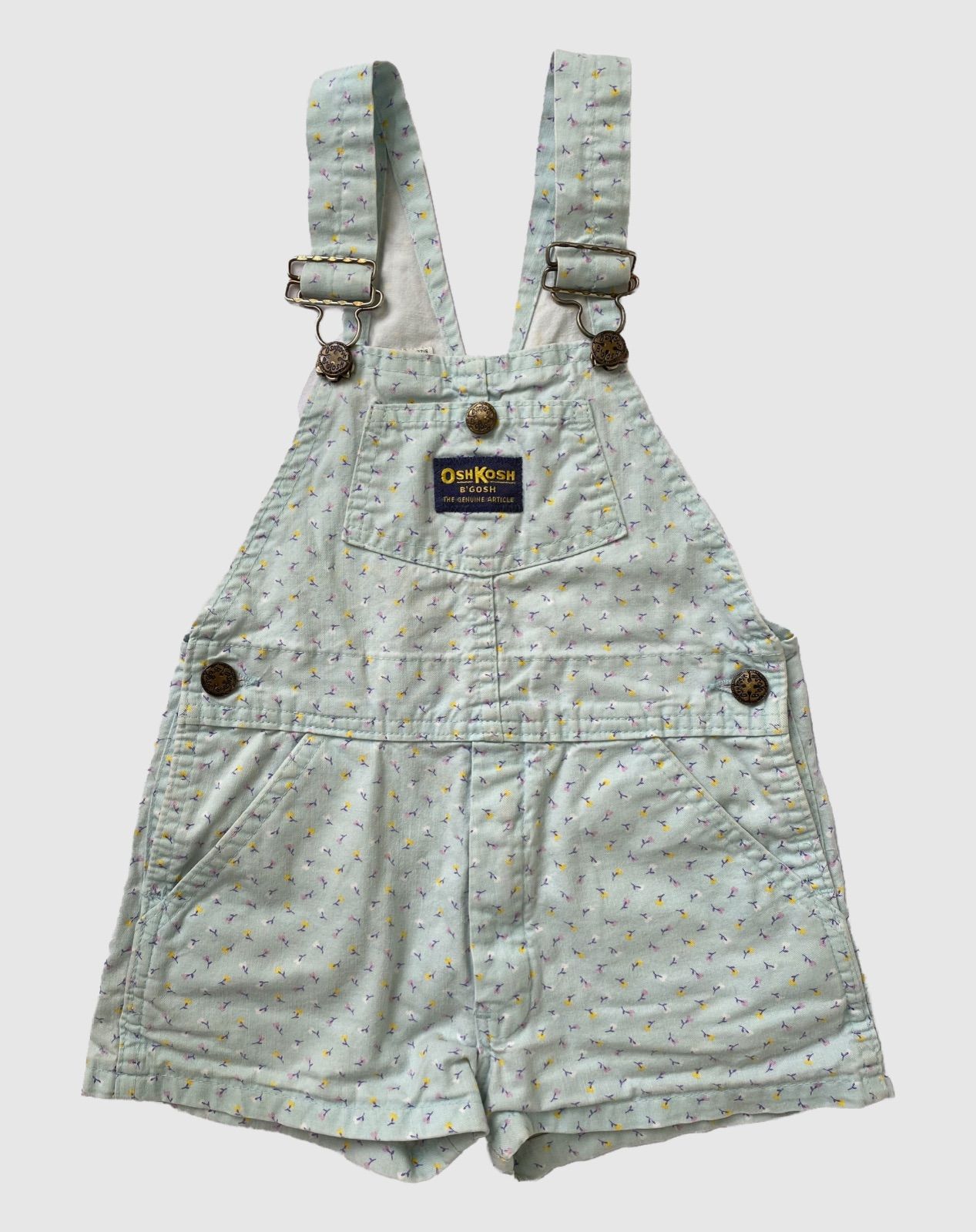 Size 110-120 70s オシュコシュ オーバーオール ショートオール oshkosh ヴィンテージ made in USA 花柄 フローラル ミントグリーン