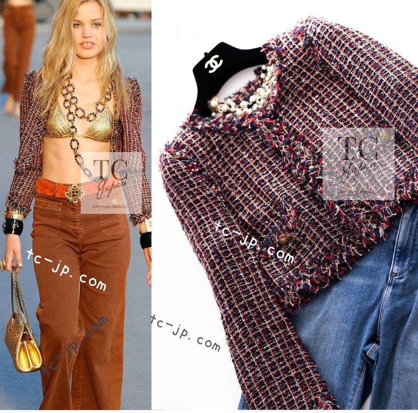 CHANEL - シャネル ジャケット CHANEL 56万 レッド ブラック メタリック ルサージュ カール・ラガーフェルド作品 34 CHANEL - シャネル ジャケット CHANEL 56万 レッド ブラック 黒