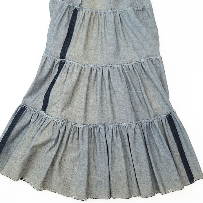 美品】Chloe クロエ スカート ティアード デニム ギャザー Aライン  