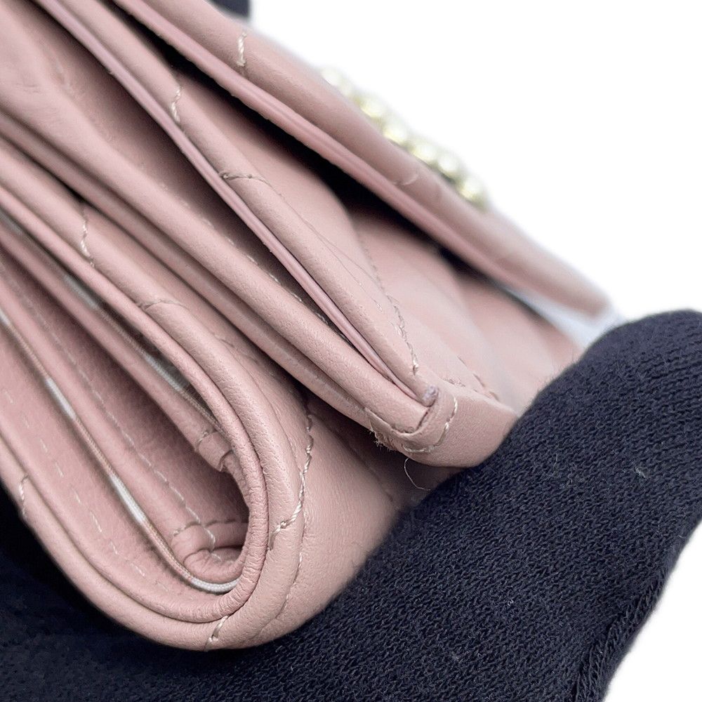 シャネル 三つ折り財布 マトラッセ ココマーク スモール フラップ  