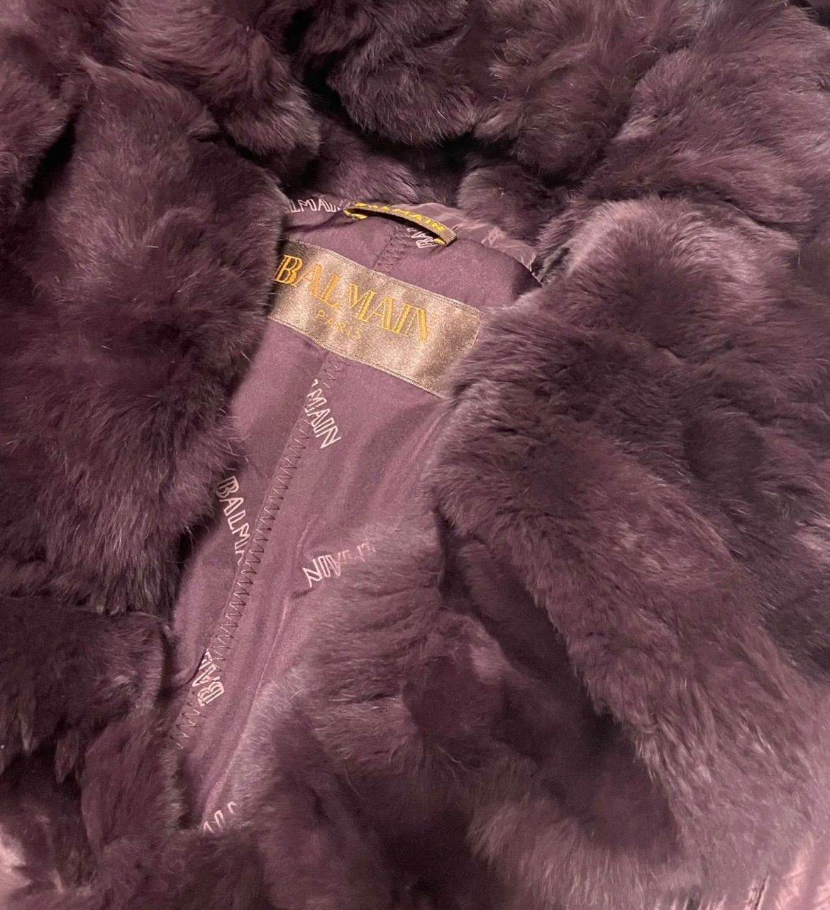 バルマンのショートジャケット 毛皮部分は本革レッキス M size