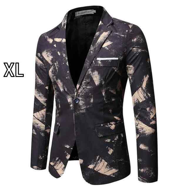 [XL]秋冬 コーデ メンズ  服 シンプル ファッション オシャレ 大人 かっこいい 大きいサイズ ストリート 紳士服  スリム ビジネス フォーマル プリント スーツ ジャケット アウター 衣類 ステ