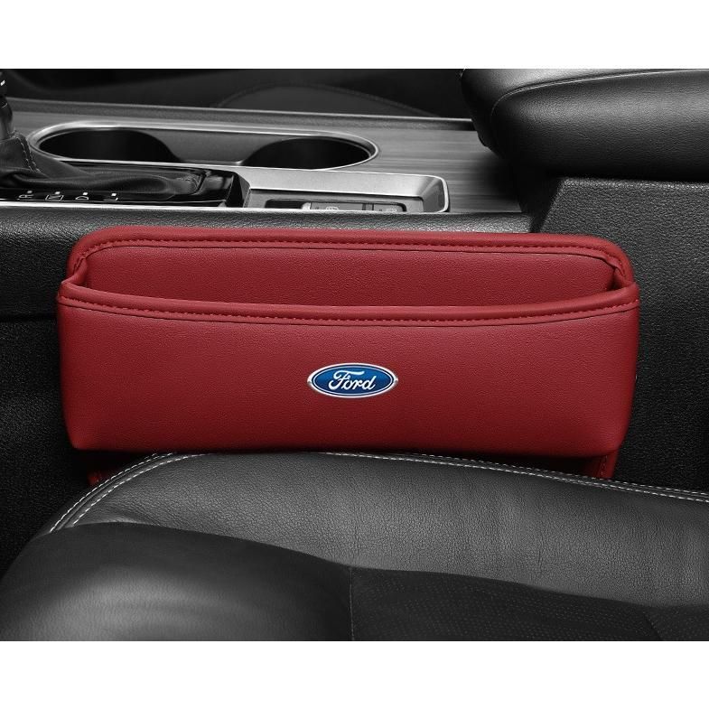 ◆フォード FORD◆レッド◆車用 隙間収納ボックス サイド 2個入り PUレザー シートサイドポケット センター隙間 差し込みタイプ