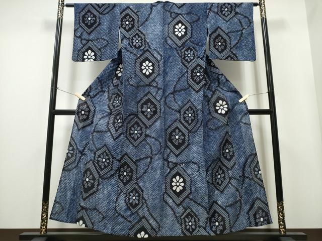 平和屋着物∴夏物 浴衣 有松鳴海絞り 亀甲花文 綿 CAAY4519ng