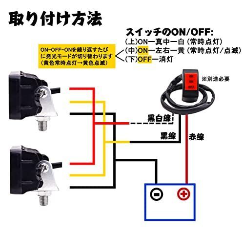 48W白+黄 X-STYLE LEDワークライト フォグランプ ストロボ 狭角 48W 16