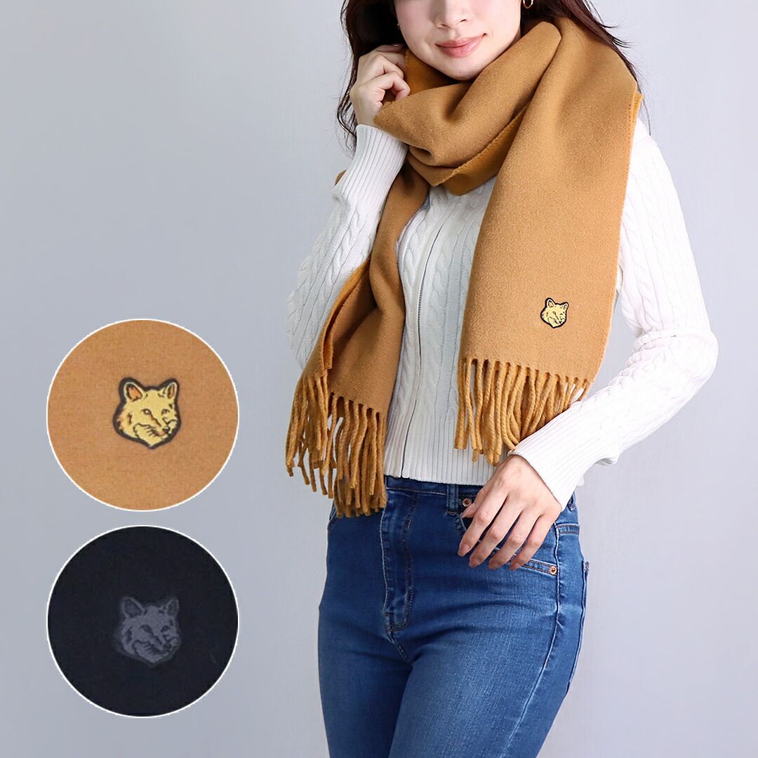 メゾンキツネ MAISON KITSUNE マフラー FOX HEAD PATCH SCARF