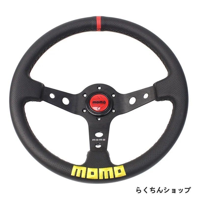 新品未使用MOMO モモ ステアリング ハンドル本体 深い凹み 刺 14インチ 350MM クイックレリース レース race カスタム 車 競技 レッド