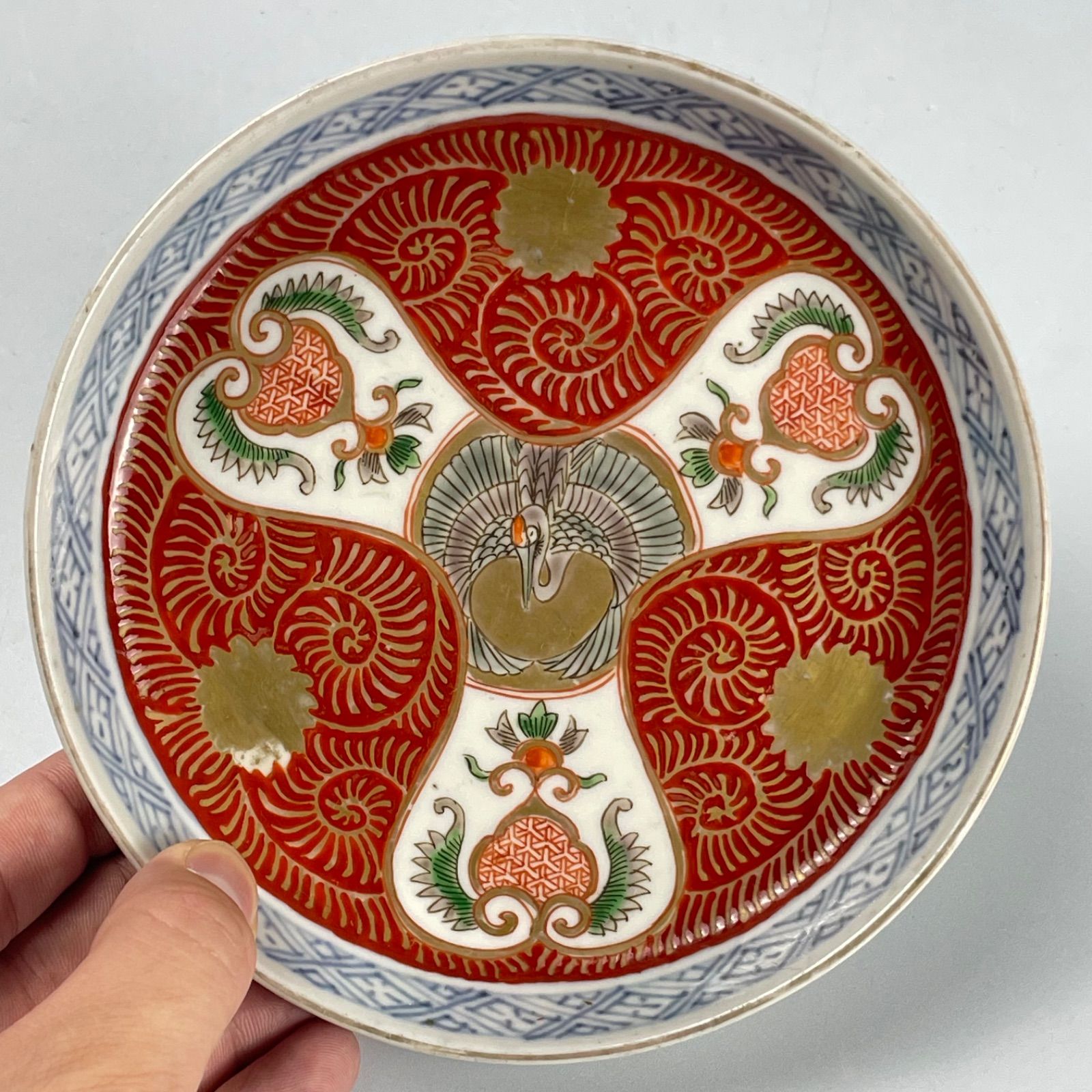 クリアランス 671 錦手 鶴 花 古伊万里 伊万里焼 骨董 アンティーク 5